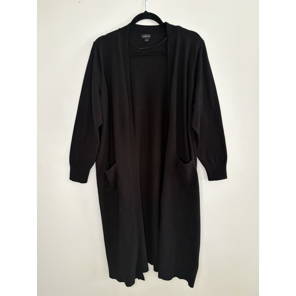 Torrid Women's long cardigan Black size 3 Open Front Elegant Casual